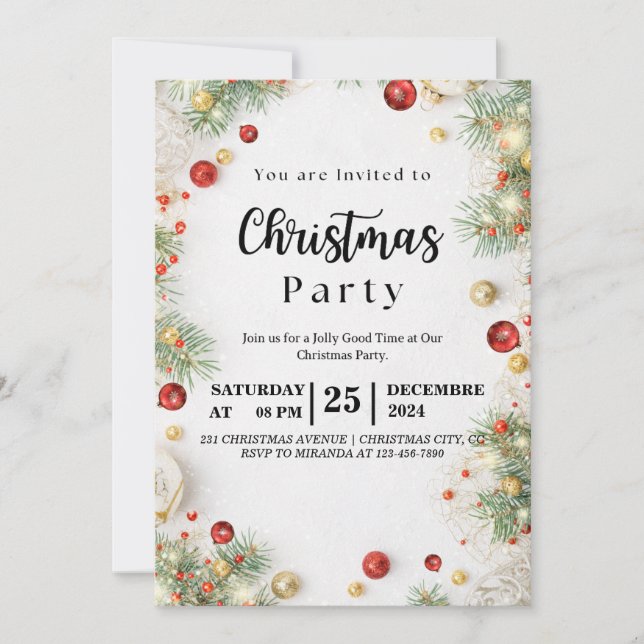Custom christmas holiday party invitations (Front)