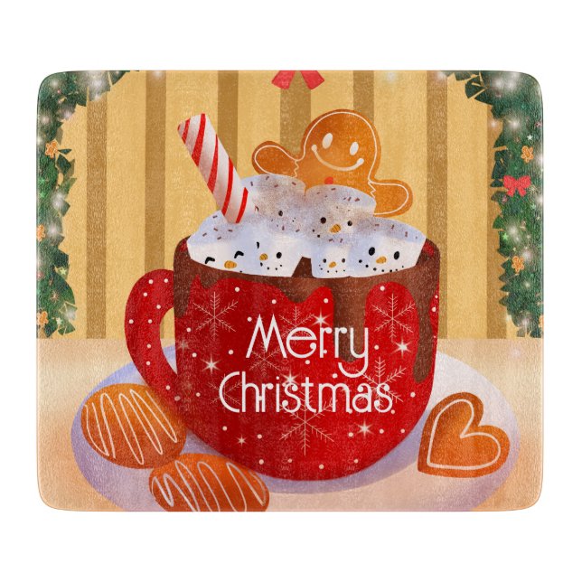 Custom Christmas Hot Chocolate Holiday Cutting Board (Front)