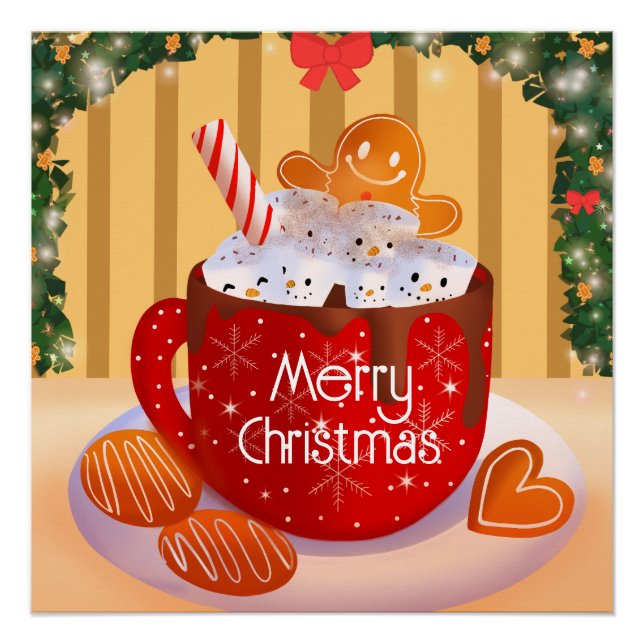 Custom Christmas Hot Chocolate Holiday Poster (Front)