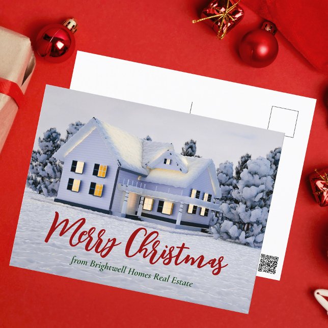Custom Christmas House Real Estate Company Holiday Postcard (Creator Uploaded)