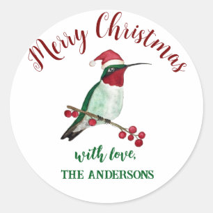Custom Christmas Hummingbird Classic Round Sticker
