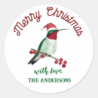 Custom Christmas Hummingbird Classic Round Sticker