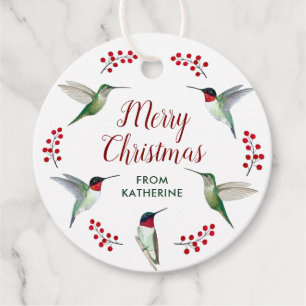 Custom Christmas Hummingbird Favour Tags