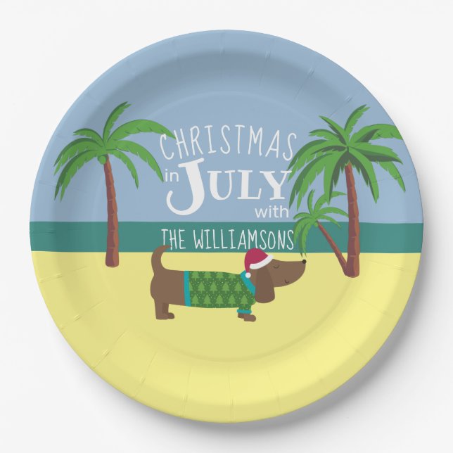 Custom Christmas in July Party  Paper Plate (Front)