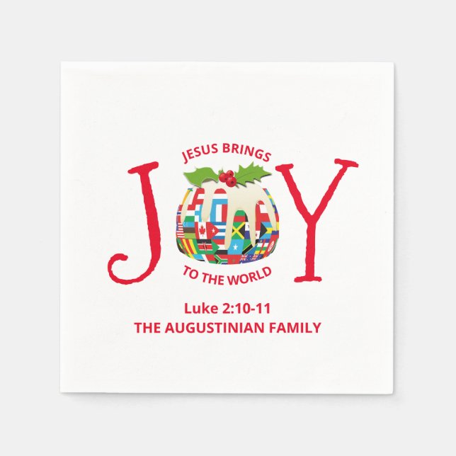Custom Christmas JOY TO THE WORLD Christian Napkin (Front)