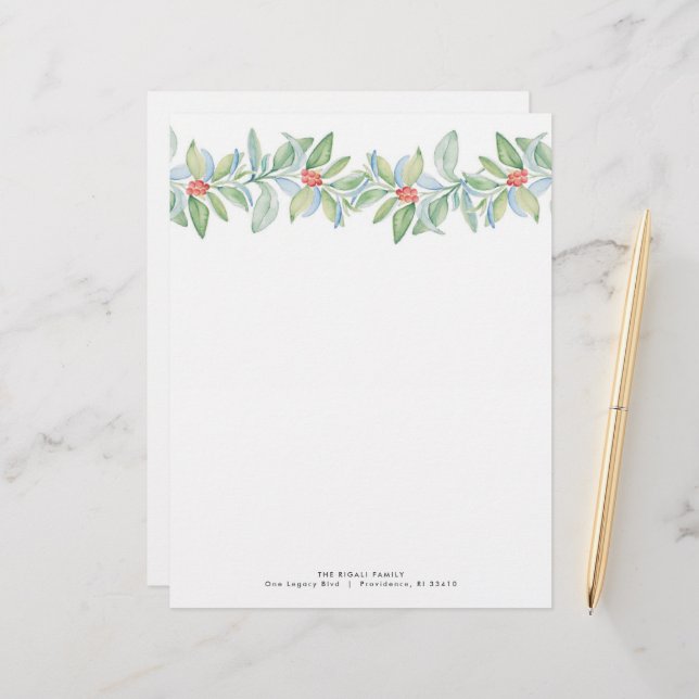 Custom Christmas Letterhead Design Festive (Front/Back In Situ)
