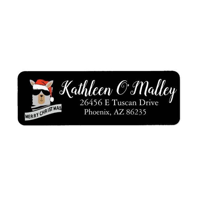 Custom Christmas Llama Personalised Return Address Label (Front)