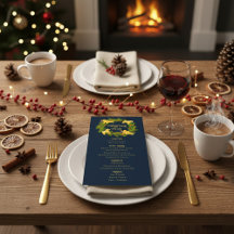 Custom Christmas Menu Card with Gingerbread Wreath