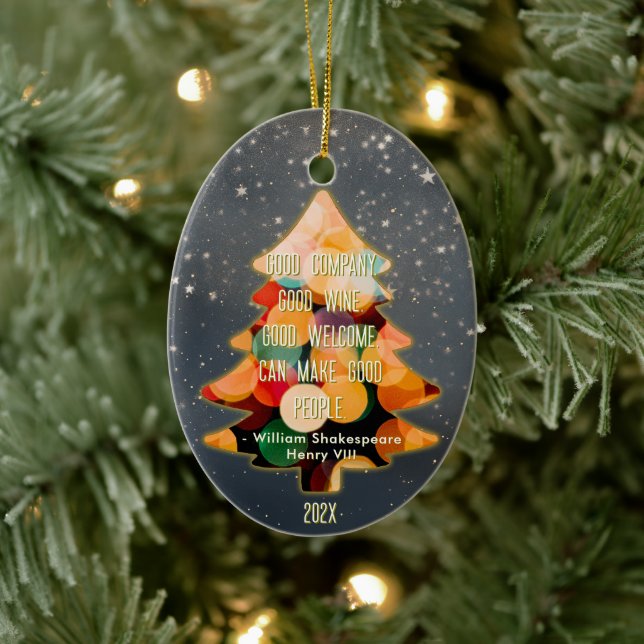 Custom Christmas Modern Elegant Quote  Ceramic Ornament (Tree)