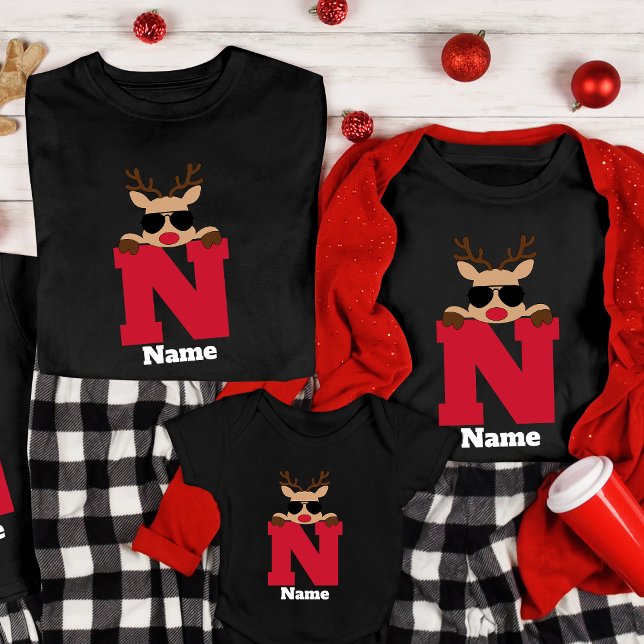 Custom Christmas Monogram With Name Cool Pajama T-Shirt (Creator Uploaded)