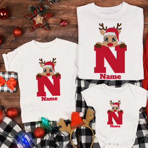 Custom Christmas Monogram With Name Funny Pajama T-Shirt