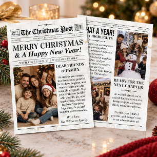 Custom Christmas Newspaper Card, Christmas Photo Holiday Card