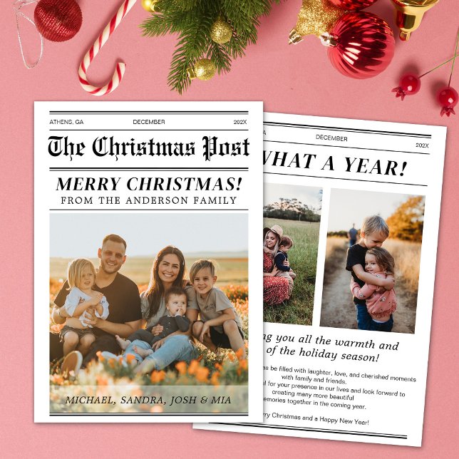 Custom Christmas Newspaper Cover Greetings Invitation (Creator Uploaded)