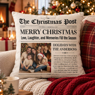 Custom Christmas Newspaper, Family Newspaper Cushion