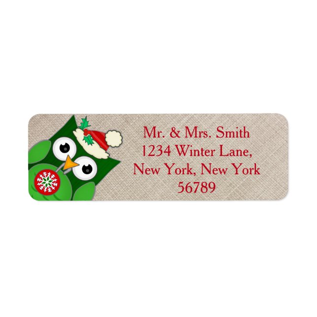 Custom Christmas Owl Return Address Labels (Front)