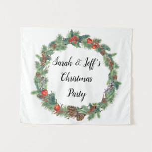 Custom Christmas Party Holiday Wedding Photo Booth Tapestry
