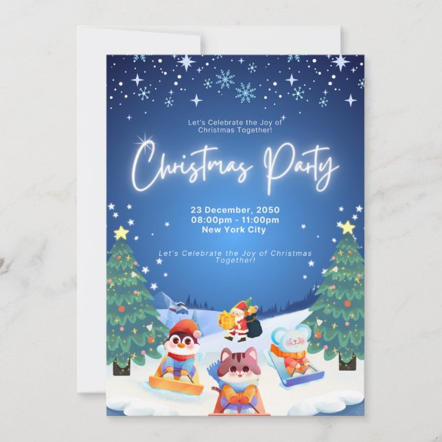 Custom Christmas Party Invitation Card - Festive (Front)