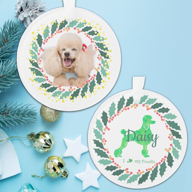 Custom Christmas  Pastel Green Poodle Ornament (Creator Uploaded)
