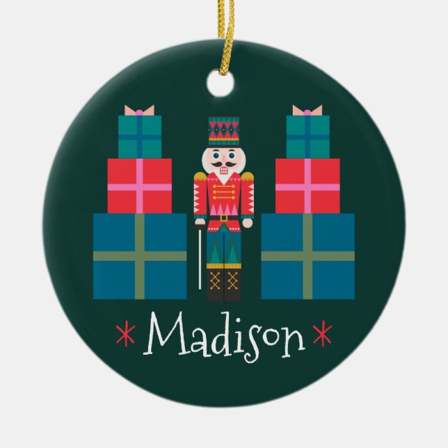 Custom Christmas Personalised Nutcracker Ceramic Ornament (Front)