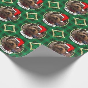 Custom Christmas Pet Photo Frame Red & Green Plaid Wrapping Paper