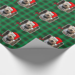 Custom Christmas Pet Photo Frame Red & Green Plaid Wrapping Paper