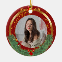 Custom Christmas Photo Ceramic Ornament