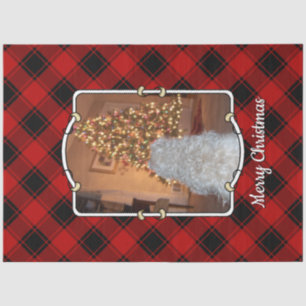 Custom Christmas Photo Frame Red and Black Plaid Tissue Paper