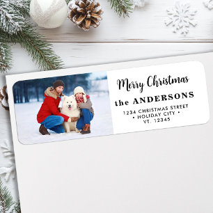 Custom Christmas Photo Modern Cute Return Address Label