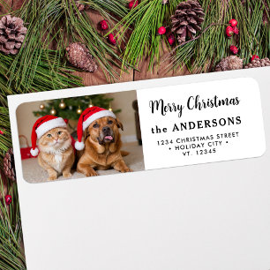 Custom Christmas Photo Modern Return Address Label