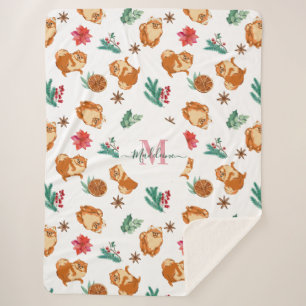 Custom Christmas Pomeranian  Sherpa Blanket
