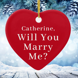 Custom Christmas Proposal Will You Marry Me Red Ceramic Ornament