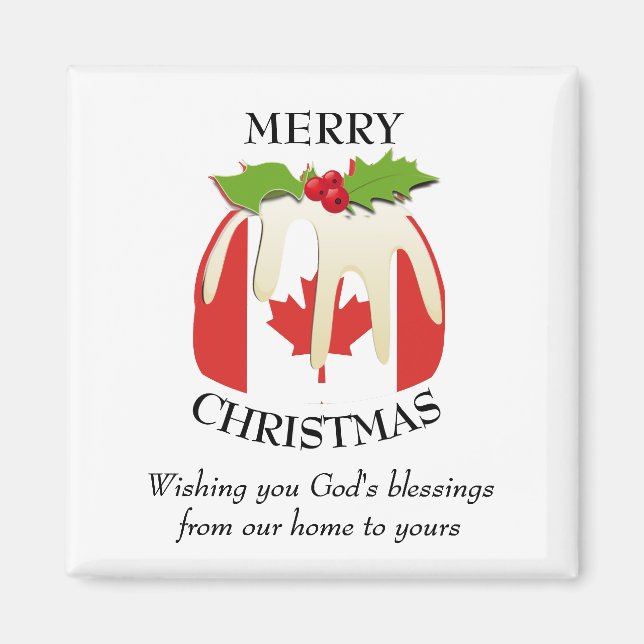 Custom Christmas Pudding Patriotic CANADA FLAG Magnet (Front)