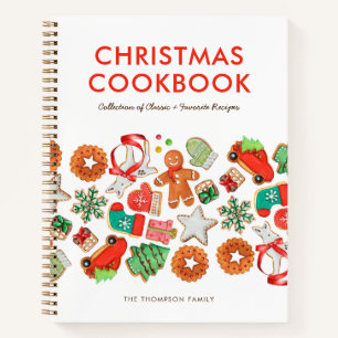 Custom Christmas Recipe White & Red Notebook