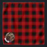 Custom Christmas Red and Black Plaid Photo Frame Bandana<br><div class="desc">Fun Christmas holiday photo frame template with a red plaid pattern background. Copyright © Angi Laframboise.</div>