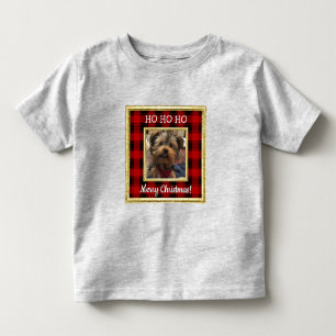 Custom Christmas Red and Black Plaid Photo Frame Toddler T-Shirt