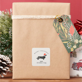 Custom Christmas red grey santa dachsund Square Sticker