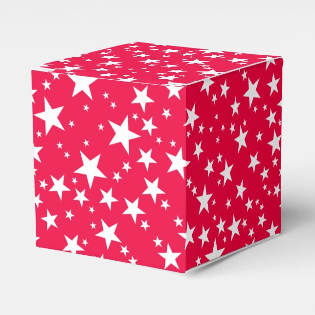 Custom Christmas Red White Stars Elegant Favour Box (Front Side)