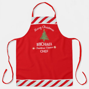Custom Christmas Red & White Stripes Candy Cane Apron