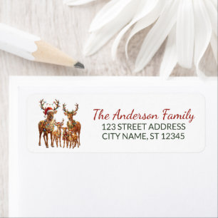 Custom Christmas Reindeer Family Return Address Label