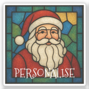 Custom Christmas Santa Art Deco Stained Glass