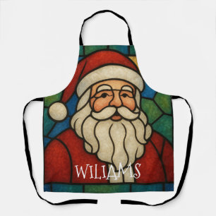 Custom Christmas Santa Art Deco Stained Glass Apron