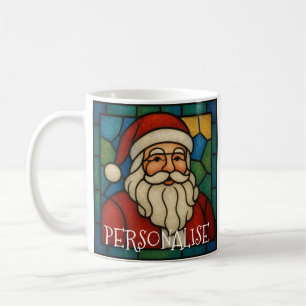 Custom Christmas Santa Art Deco Stained Glass Coffee Mug