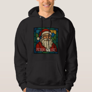 Custom Christmas Santa Art Deco Stained Glass Hoodie