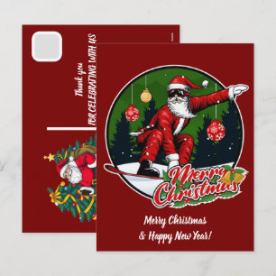 Custom Christmas Santa Claus Dunking Basketball Holiday Postcard