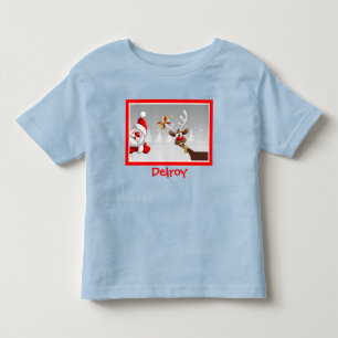 Custom Christmas Santa & Reindeer Toddler T-Shirt