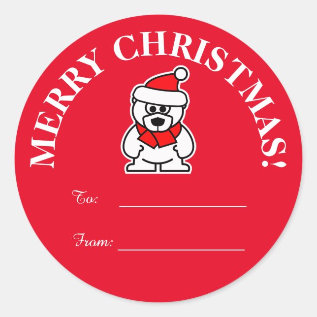 Custom Christmas Santa to and from tag stickers (Front)