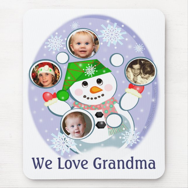 Custom Christmas Snowman Juggler Mouse Pad (Front)