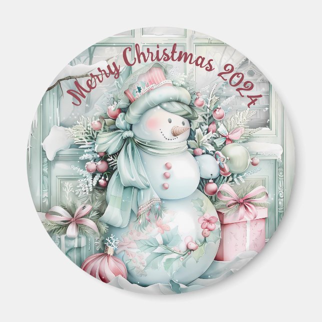 Custom Christmas Snowman Magnet (Front)