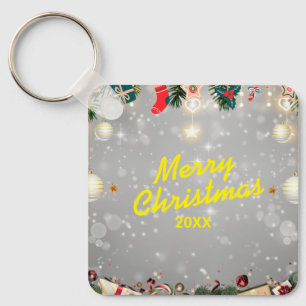 Custom Christmas Square Metal Keychain