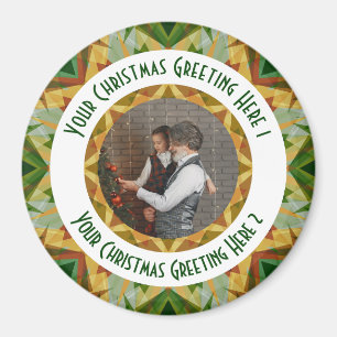 Custom Christmas Star Jolly Green Photo Greeting Magnet